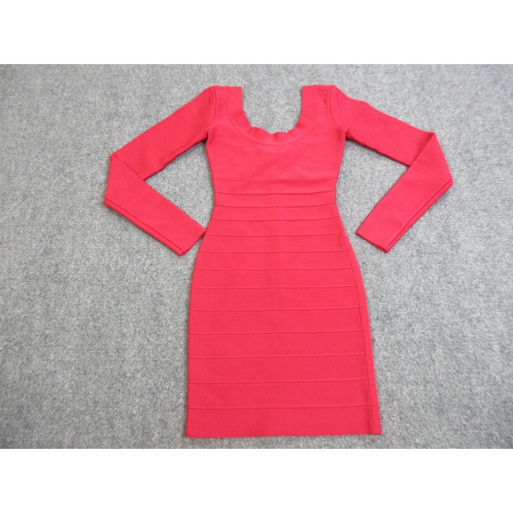 Herve Leger Dress Womens XXS‎ Red Bandage Bodycon Long Sleeve HLT8266430-610